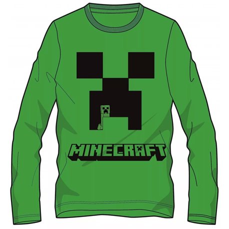 FASHION UK Bavlněné tričko MINECRAFT ZELENÉ dlouhý rukáv 140 cm